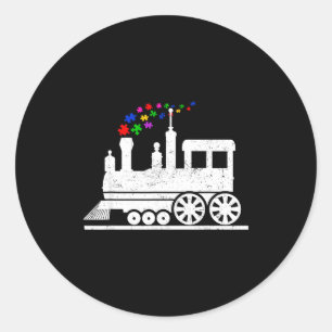Sticker Rond Pièce de puzzle de train mois de sensibilisation à