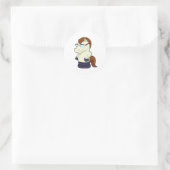 Sticker Rond Pièce d'échecs Chevalier avec lunettes de soleil (Sac)