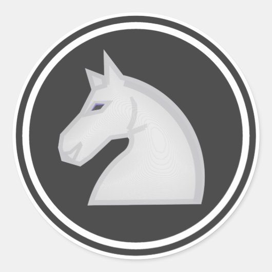 Sticker Rond Pièce d'échecs du chevalier blanc (Devant)