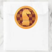 Sticker Rond Pièce d'échecs du chevalier d'or (Sac)
