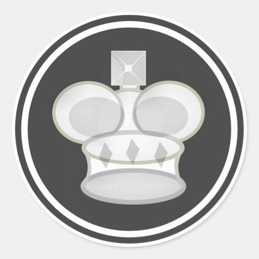 Sticker Rond Pièce d'échecs du roi blanc (Devant)