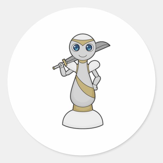 Sticker Rond Pièce d'échecs Épée de Paon Échecs (Devant)