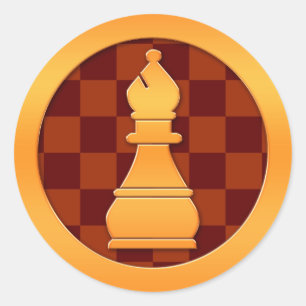 Sticker Rond Pièce d'échecs Gold Bishop