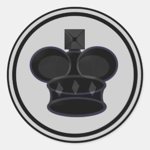 Sticker Rond Pièce d'échecs noire du Roi