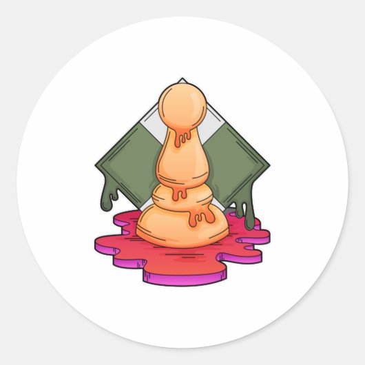Sticker Rond Pièce d'échecs Pawn (Devant)