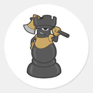 Sticker Rond Pièce d'échecs Roche à l'échec avec Ax