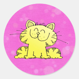 Sticker Rond Pièce mignonne de rose de chaton
