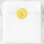 Sticker Rond Pièces de dollar en or (Sac)