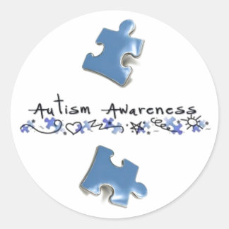 Sticker Rond Pièces de puzzle bleu - Sensibilisation sur l'auti