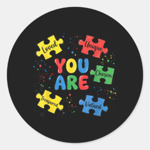 Sticker Rond Pièces de Puzzle Choisis Aimés Uniques Professeur