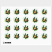 Sticker Rond Pièces en or Lucky Horseshoe et Clover (Feuille)