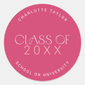 Sticker Rond Pied moderne | Classe Hot Rose de 2025 (Devant)