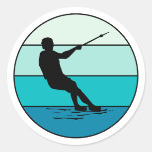 Sticker Rond Pied pieds nus ski nautique Motorboat