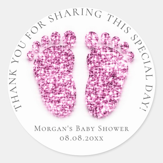 Sticker Rond Pieds Baby shower Favoriser Parties scintillant de (Devant)