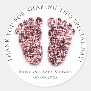 Sticker Rond Pieds Baby shower Favoriser Parties scintillant Me