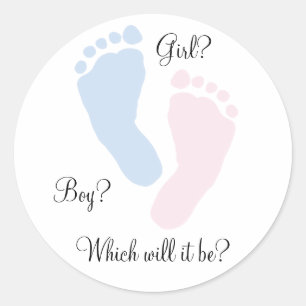 Sticker Rond Pieds bébé Empreinte Sexe Révélation