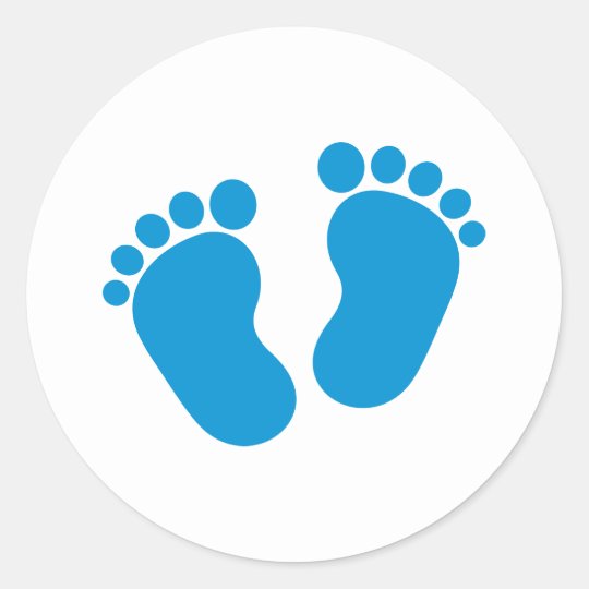 Sticker Rond Pieds De Bebe Bleu Zazzle Be