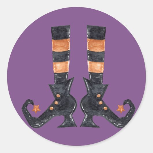 Sticker Rond Pieds de sorcière d'Halloween (Devant)
