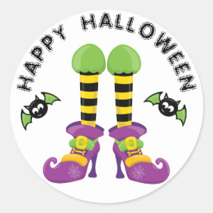 Sticker Rond Pieds de sorcière drôles pour Halloween