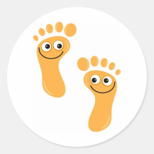 Sticker Rond Pieds oranges heureux