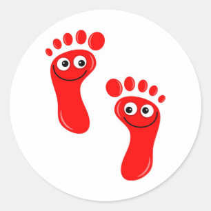 Sticker Rond Pieds rouges heureux