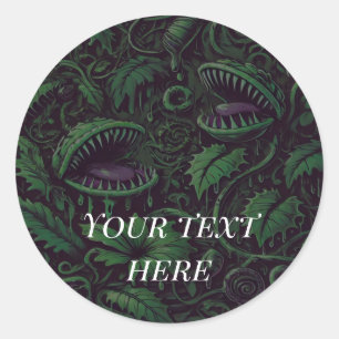 Sticker Rond Piège de Vénus Fête d'Halloween au slime vert