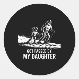 Sticker Rond Piéiné par ma fille, drôle de ski _46