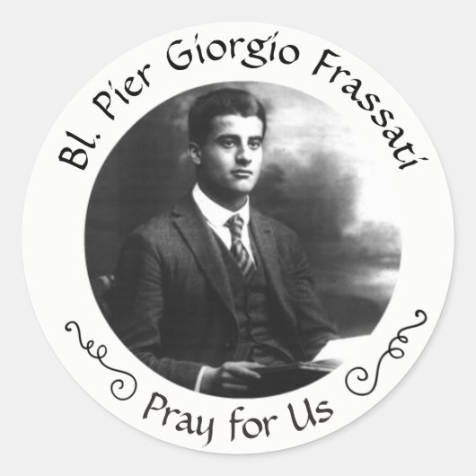 Sticker Rond Pier Giorgio Frassati béni (Devant)