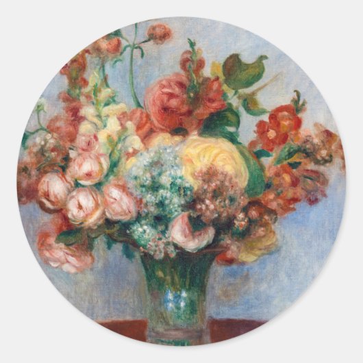 Sticker Rond Pierre-Auguste Renoir - Fleurs dans un Vase (Devant)