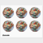 Sticker Rond Pierre-Auguste Renoir - Fleurs dans un Vase (Feuille)