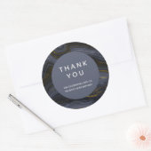 Sticker Rond Pierre d'Agate Noir & Or moderne Abstrait Merci (Enveloppe)