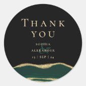 Sticker Rond Pierre de gemme verte, or et parties scintillant (Devant)