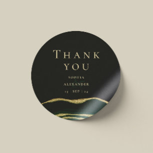 Sticker Rond Pierre de gemme verte, or et parties scintillant