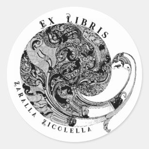 Sticker Rond Pierre Dragon Vintage Mythique Bois Art Timbre