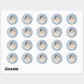 Sticker Rond Pierre Et Chouette En Marbre Bleu (Feuille)