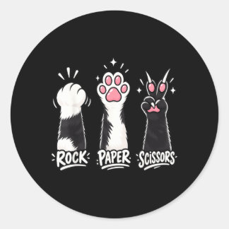 Sticker Rond Pierre Feuille Ciseaux de Chat Drôle Jeux Cadeaux