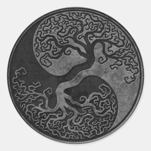 Sticker Rond Pierre foncée Yin Yang Trees (Devant)