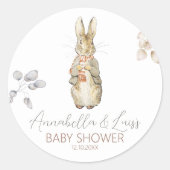 Sticker Rond Pierre le lapin Automne Baby shower d'hiver d'auto (Devant)