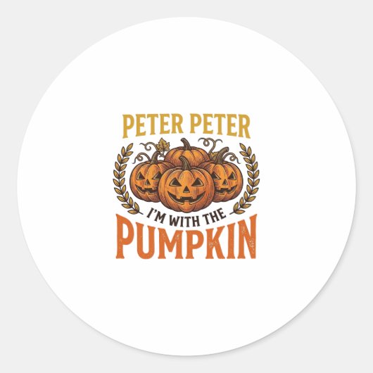 Sticker Rond Pierre Pierre Citrouille Conception de chemise Hal (Devant)