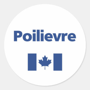 Sticker Rond Pierre Poilievre Bleu Drapeau Canadien Couleur