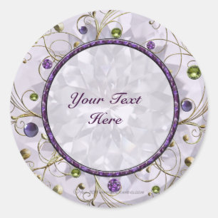 Sticker Rond Pierre précieuse violette, violette