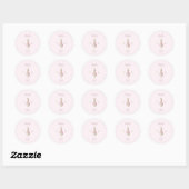 Sticker Rond Pierre rose simple, lapin (Feuille)