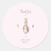 Sticker Rond Pierre rose simple, lapin (Devant)