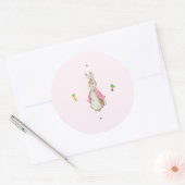 Sticker Rond Pierre rose simple, lapin (Enveloppe)