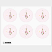 Sticker Rond Pierre rose simple, lapin (Feuille)