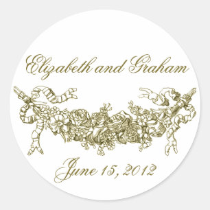 Sticker Rond Pierres romantiques Gold Swag / Sceaux Enveloppe