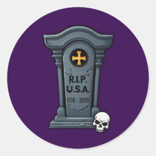 Sticker Rond Pierres tombales Halloween R.I.P. U.S.A.