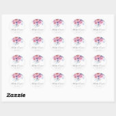 Sticker Rond Pies roses | Aquarelle florale | Texte personnalis (Feuille)