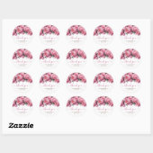 Sticker Rond Pies roses Baby shower Merci (Feuille)
