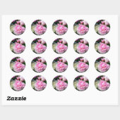 Sticker Rond Pies roses et blanches (Feuille)